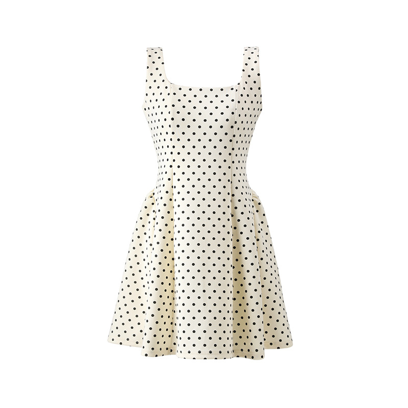 White Short Dress for Women, 2026 New Early Summer Style, Very Beautiful French Party Polka Dot Strap Dress