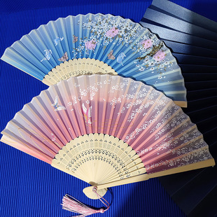 Vintage Chinese Style Folding Bamboo Fan Women's Folding Fan Student Dance Performance Fan Wholesale Can Be made Gift Fan
