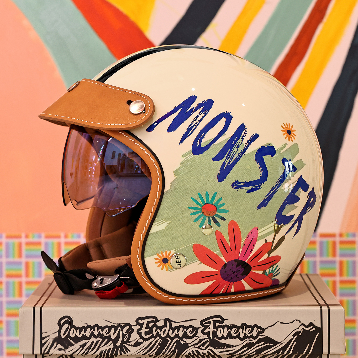 Taiwan Jef Retro Helmet for Women, Cruiser Motorcycle Half Helmet for Men, 3C Four-Season Cooling Three-Quarter Helmet, Summer Helmet