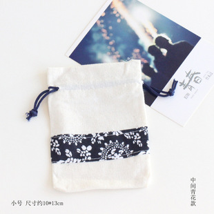 Small Fresh Style Mori Cotton and Linen Jewelry Cloth Bag Bracelet Necklace Earrings Jewelry Packaging Bag Ethnic Style Gift Storage Bag