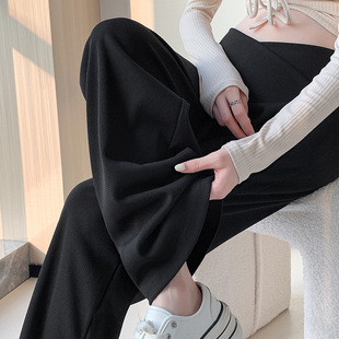 Real shot pregnant women's pants autumn and winter New outdoor wear pregnant women's wide-leg pants straight casual loose fashionable low waist pants for moms