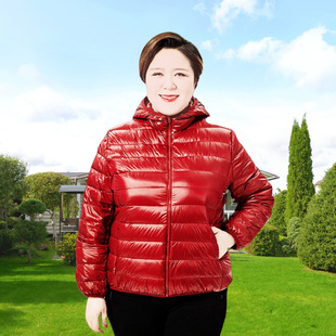 2024 winter plus fat plus size light down jacket women's short 200kg fat mother middle-aged thin