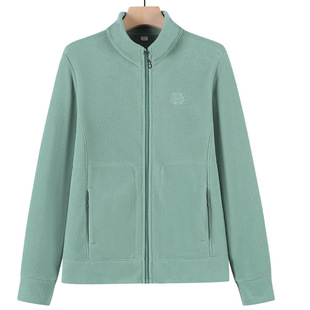 Middle-aged and elderly women's clothing spring and autumn fleece coat mother casual autumn and winter thin top grandma zipper jacket