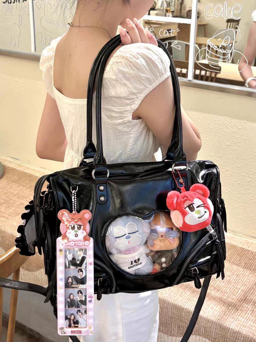 2026 Summer New Transparent Motorcycle-Style Versatile Commuter Lightweight Single-Shoulder Crossbody Anime Fan Tote Bag for Women