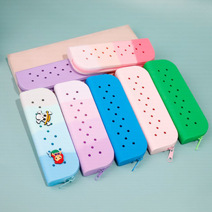 diy silicone hole pencil case creative student stationery large capacity pencil case manual DIY pencil case entertainment toy batch