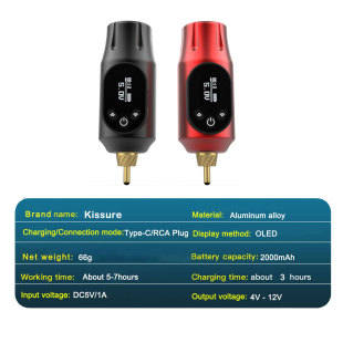 Kiss new portable OLED display tattoo wireless power tattoo machine set for cross-border