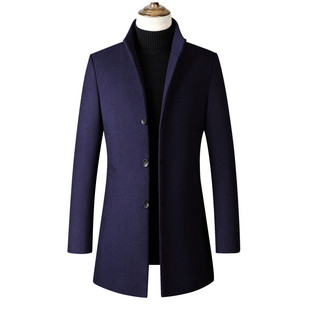 2024 New Autumn and Winter Woolen Men's Coat Coat Casual Slim Fit Woolen Trenchcoat Midi Woolen Men's Clothing