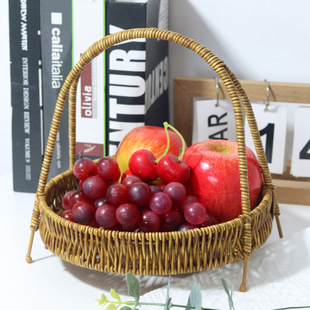 Creative Single Layer Fruit Plate European Style Dried Fruit Plate Imitation Woven Basket Hot Pot Shop Snacks Snacks Portable Basket Storage Basket