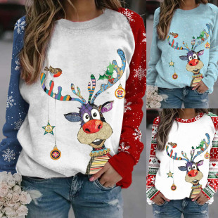 Cross-border new Amazon eBay AliExpress independent station Christmas pattern printed long sleeve round neck sweater