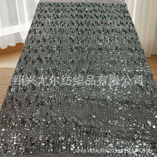 Polyester spandex mesh transparent sequins 3 plus 5mm vertical strip flannel bead embroidered fabric