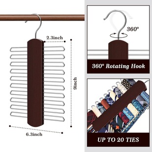 Solid wood tie clothes hanger men's tie belt belt silk scarf multi-breasted hook clothes hanger storage hook