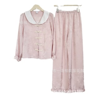 Yu Mian 2024 spring new flower sleep pajamas women's ultra-thin lapel outerwear women's homewear suit