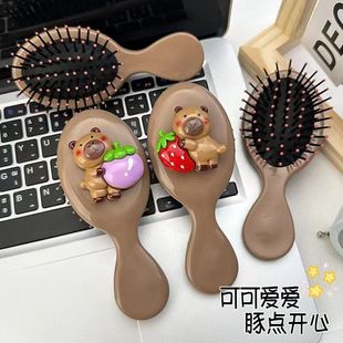 Ins Lovable Capibala Capybara Airbag Comb Mini Portable Carry-on Fluffy Massage Small Cushion Comb