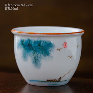 Underglaze color hand-painted white porcelain master Cup Kung Fu Cup jar cup ceramic tea cup tea set tea bowl tea cup single Cup