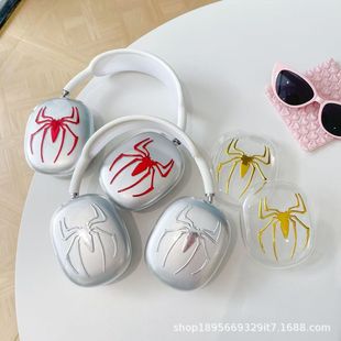 Серебряный гальванический Человек-паук подходит для Apple Airpods Max Защитный чехол для наушников Apple, прозрачный корпус
