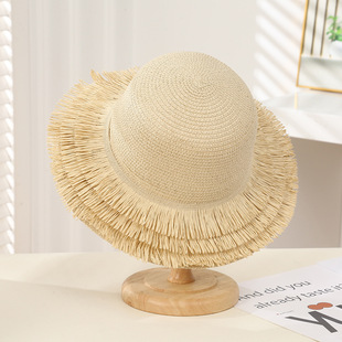 Summer New Beard Sunshade Hat Women's Seaside Vacation Dome Woven Straw Hat Big Brim Sun Hat in stock