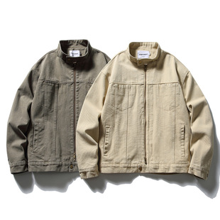 Autumn 2024 New Japanese Harrington Enzyme Wash Pocket Collar Jacket Retro Casual Jacket for Men