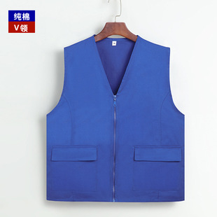 Volunteer vest custom logo party member overalls vest custom cotton multi-pocket high-end red vest printing