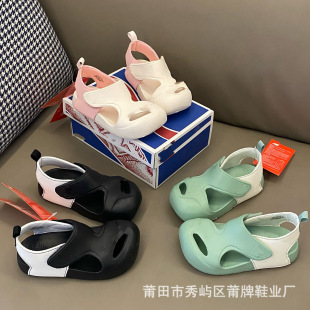 Pu Brand NB Aircraft Sandals Korea Baotou Foot Protection Children's Sandals Boys and Girls Velcro Sandals Baby Beach