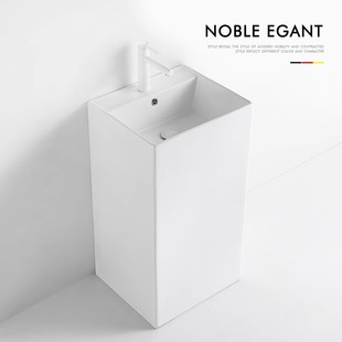 Square Ceramic Column Basin Integrated Floor-standing Hotel Bathroom Balcony Household Small Apartment Wash Basin One-piece Basin