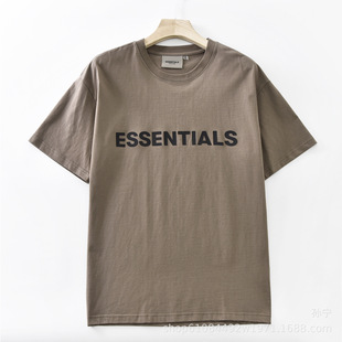 Летняя новая двухпроводная ESSENTIALS нишевые американские свободные мужские хлопчатобумажные футболки с короткими рукавами