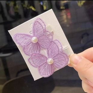 Sweet Cute Princess Embroidered Butterfly Hairpin Headwear Girls Children's Hair Accessories Clip Girls Baby Hairpin Clip