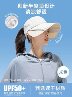 Summer Sun Protection Hat for Women with Enlarged and Widened Brim, Outdoor Sports Covering Full Face, Empty Top Peaked Cap, Ponytail Sun Hat