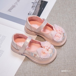 Hanfu Shoes Girls' Chinese Style Shoes New Children's Princess Embroidered Shoes Big Children's Girl's Horse-faced Skirt Small Leather Shoes