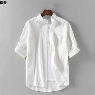 Men's Linen Short-sleeved Shirt Summer Linen Youth Summer Clothes Loose Casual Cotton Linen Shirt Men's Clothes