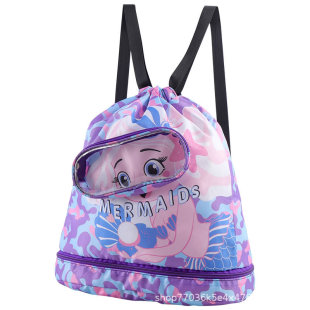 Swimming Bag Children's Dry and Wet Separate Waterproof Storage Bag for Boys and Girls Sports Portable Cute Cartoon Beach Backpack