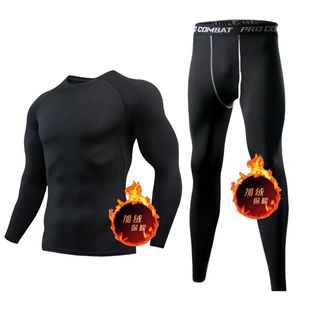 Winter Outdoor fleece-lined Warm Sports Tight Clothes suit Fitness Running Basketball Elastic Training Men's Fitness Clothes