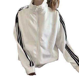 Ins Three-Bar Coat Hong Kong Style Spring and Autumn Coat Women's Jacket Loose Couple's Baseball Suit Korean Style All-Match Student