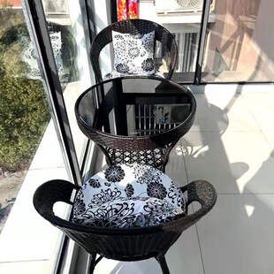 Balcony Tea Table and Chair Combination Rattan Chair Three-piece Set Modern Waterproof Small Coffee Table Outdoor Courtyard Simple Casual Backrest Chair