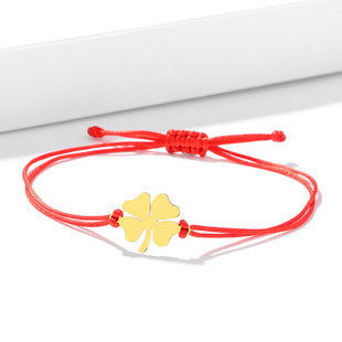 AliExpress новый хит продаж счастливый плетеный браслет из нержавеющей стали с четырьмя листьями клевера, популярные европейские и американские индивидуальные аксессуары для браслетов