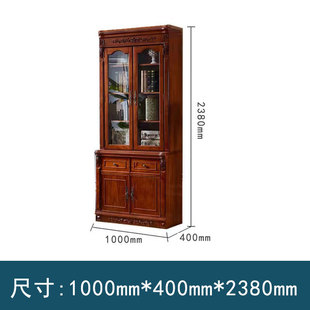 American Solid Wood Bookcase European Style Dustproof Bookcase with Glass Door Living Room Study Whole Wall Storage Display Cabinet Combination