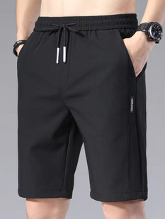 Shorts Men's Summer Thin Ice Silk Casual Sports Five-point Pants Men's 2024 New Loose Straight Beach Pants
