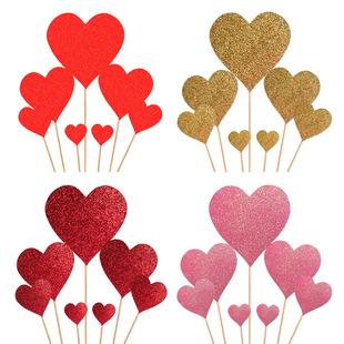 Big Red Love Birthday Card Valentine's Day Tanabata Wedding Plug-in Party Dessert Table Cake Decoration Flag