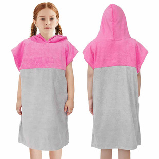 Cross-border children's bath towel cloak hooded bathrobe warm bath towel microfiber absorbent towel cloak swimming nightgown