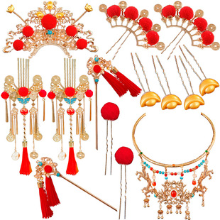 Trainee Little God of Wealth Hair Crown Hair Hairpin Copper Pendant Headwear Antique Kirin Tassel Accessories Vintage Portrait Hair Accessories