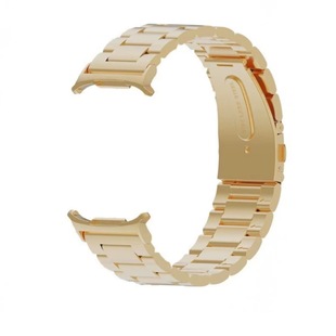 For Samsung Galaxy Watch7 Ultra Three Bead Stainless Steel Strap 47mm Metal Folding Buckle Strap