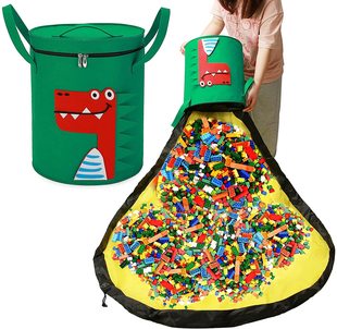 Spot Animal Felt Storage Barrel Thickened Felt Lego Toy Storage Bag 2 in 1 Multi-use Storage Bag