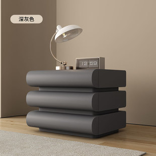 Cream Style Bedside Table Italian Normcore Accessible Luxury Modern Simple Bedside Table Home Accessible Luxury Leather Storage Bedside Table