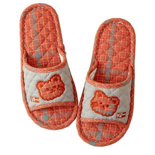 New Home Cartoon Fabric Slippers for Men and Women Couples Thickened Three-Layer Non-Slip Rubber Fabric Bottom Indoor Silent Slippers