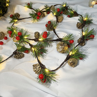 Pinecone copper wire lamp Christmas decoration luminous rattan lantern led string of lights Pinecone Bell Christmas tree decoration