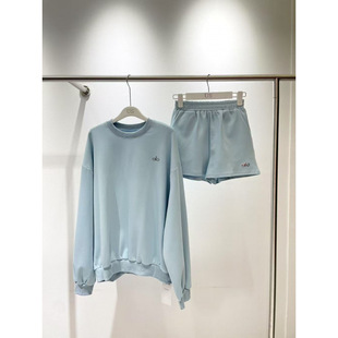 25 Early Spring New Casual Sports suit Solid Color Crewneck Sweat➕Shorts five-color