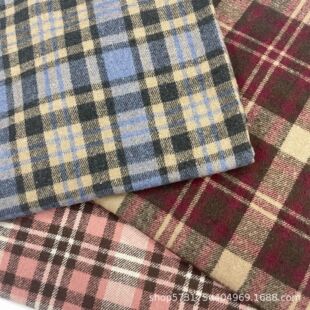 Autumn and winter 7 thick coat coat skirt shirt hat home fabric Wool Wool yarn-dyed plaid