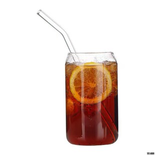 Factory wholesale High Borosilicate Coke Cup Net red cup bamboo wood lid milk tea cup high temperature resistant coffee cup straw fruit tea cup