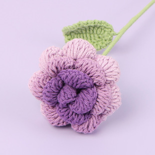 Finished cross-border handmade flower wool crochet knitting rose Tanabata Valentine's Day knitting simulation flower wholesale
