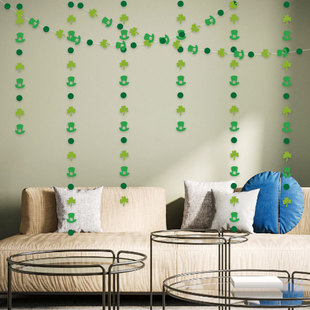 New green clover Garland pendant decoration party decoration St. Patrick's Day color stripe Garland wholesale