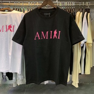 Wholesale amiri24 new little angel crane peace dove digital gradient letter logo lovers short sleeve T-shirt